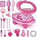 KKONES Pretend Makeup for Girls - 16 Piece Play Makeup Set- Exquisite Cosmetic case with Colorful LED and Music - Realistic Toys Makeup Set for Girls Party Game Birthday Best Gift