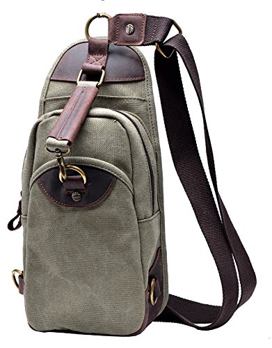Gootium 21105 Men's Canvas Genuine Leather Cross Body Chest Pack-New Inventory