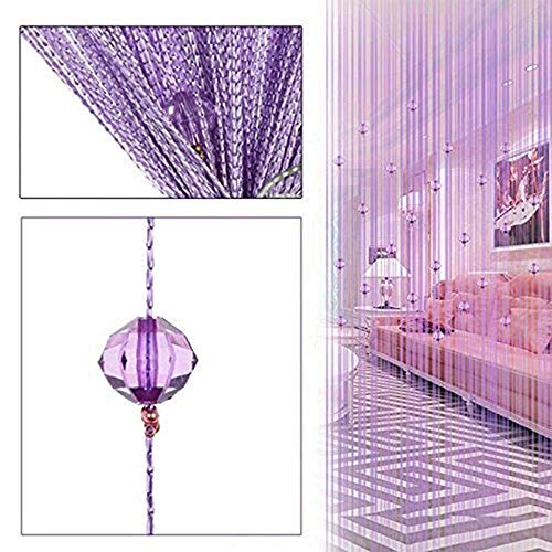 Zebery Decorative Door String Curtain Beads Wall Panel Fringe Window Room Divider Blind ,Light Purple