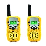 Aphse Kids Walkie Talkie Two Ways Radio Toy T-388 Walkie Talkie for Kids 2 Miles Range 3 Channels FRS GMRS Handheld Mini Walkie Talkies for Outdoor Adventures Camping Hiking Set of 2 (Yellow)