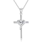 CCmfgjew Cross Necklace for Women 925 Sterling Silver Birthstone Cross Pendant Necklace Cross Jewelry Gifts for Women Mother Wife on Birthday Mother's Day