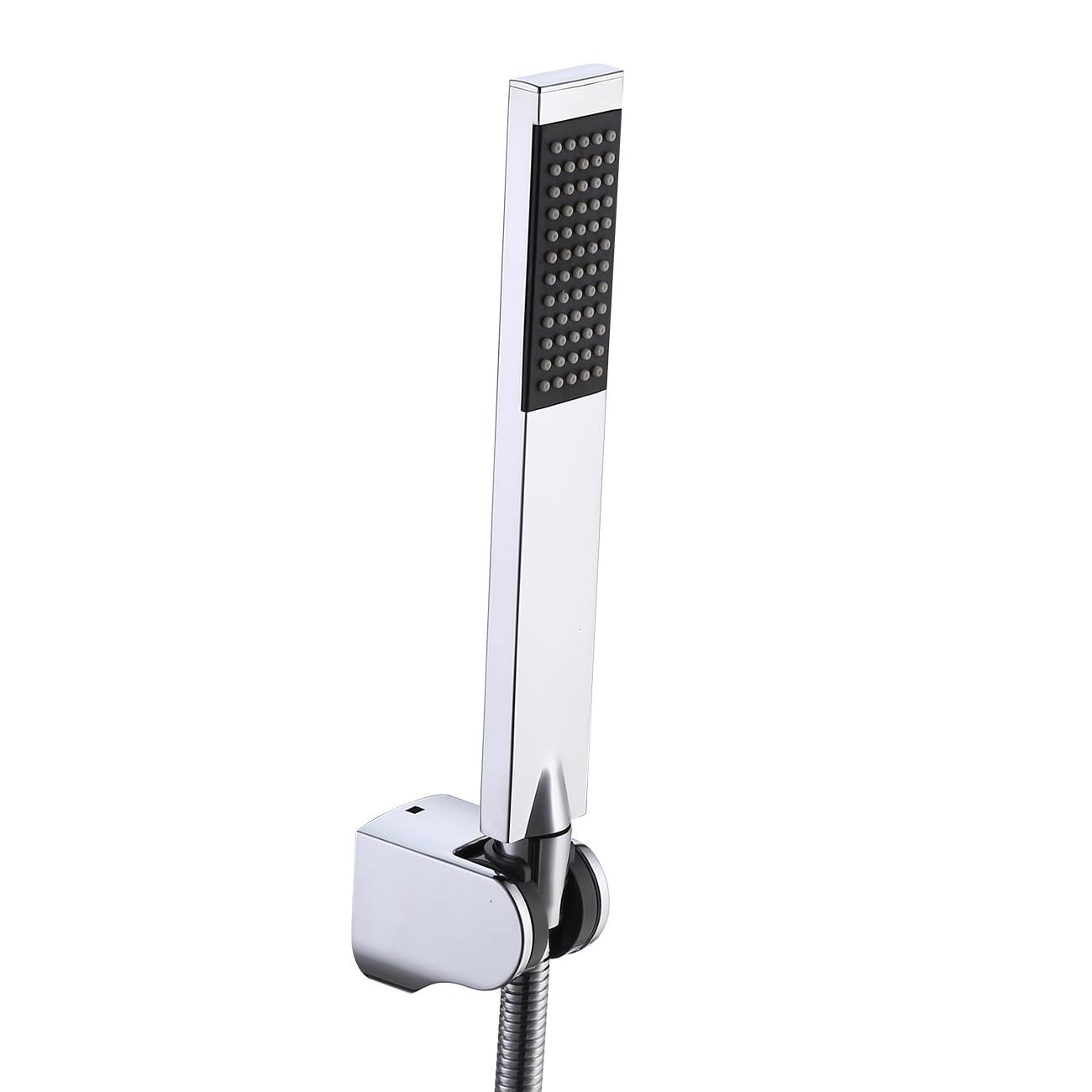 KES Brass Handheld Shower Head with 1.5-Meter Long Hose and Holder Bracket Bathroom Replacement Showerhead for Bath Showering System Contemporary Square Style Polished Chrome, LP135