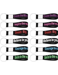 24 Pack Motivational Quote Keychains Silicone Rubber Key Rings with Inspirational Words for Men Women