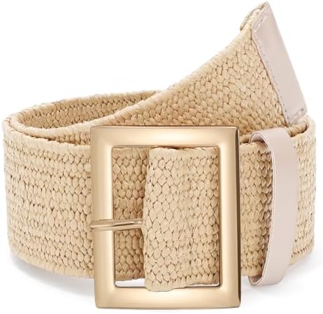 WERFORU 2 Pack Women Straw Woven Elastic Belt Wide Boho  display picture 2