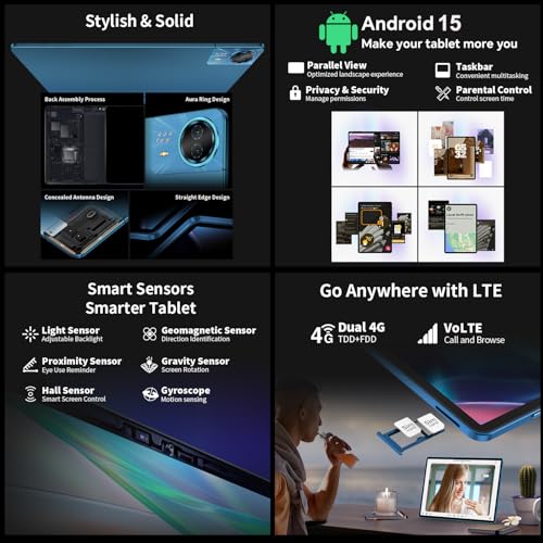 TECLAST T70 14 Inch Touchscreen Tablet Top Gaming Android Tablet, Helio G99 2.2GHz Octa-Core, 20GB RAM M+256GB (8TB TF), Dual SIM 4G LTE, 10000mAh/18W, Widevine L1/GPS/13MP, Tablet with Stylus + Case