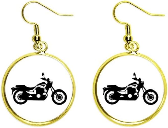 Amazon 黒の機械的なオートバイのイラスト イヤリングゴールドイヤリングペンダントジュエリーレディース ピアス 通販