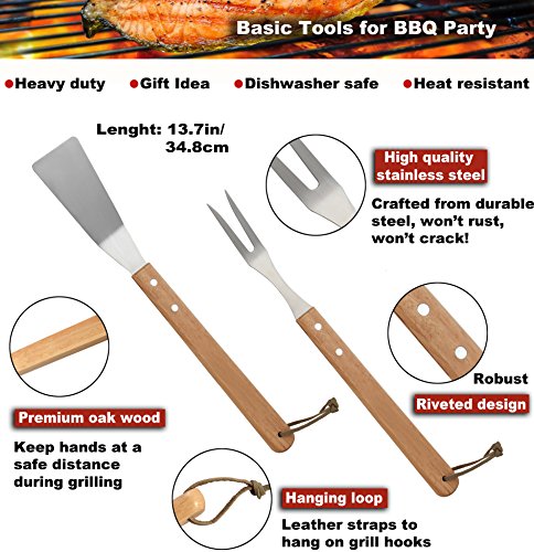 image for ROMANTICIST 4Pc BBQ Grilling Tools Set - Heavy Duty Stainless Steel Ba