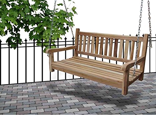 SAM Möbel Outlet Gartenschaukel Susana aus Teak Holz Schaukelbank hängende Bank Breite wetterbeständig und stabil geschliffen und naturbelassen braun 120 x 60 x 65 cm