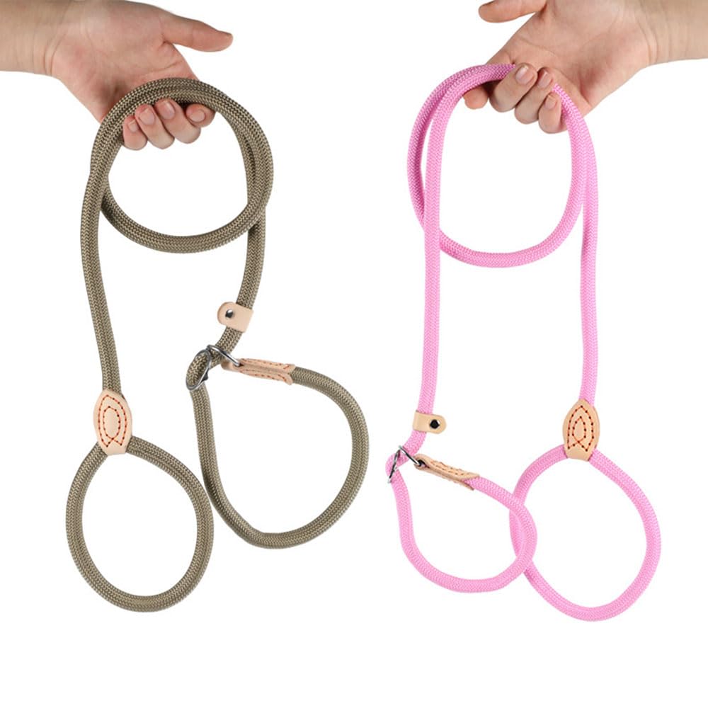 2Pcs 1.5M Slip Lead For Dogs Durable Adjustable Slip On Easily No Collar Required Or Harness Needed for Small Medium Large Dogs and Cats