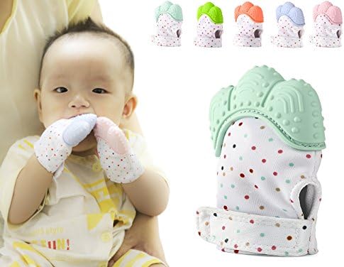 Teething Mittens for Babies Teething Mitt for Infants BPA Free Silicone Teether Mitten Instand of Teething Toys or Teething Ring Provides Self-Soothing Fun (Mint Green, 1pack)