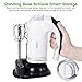 Hand Mixer Electric White 300W,SURPEER Hand Beater, Storage Base, 5 Speed Whisk Mixers Kitchen Hand Held,6 Attachments of 304 Stainless Steel-2 Wired Beaters,2 Whisks and 2 Dough Hooks.