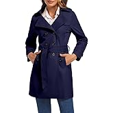 FARVALUE Women's Double Breasted Trench Coat Water Resistant Windbreaker Classic Belted Lapel Overcoat