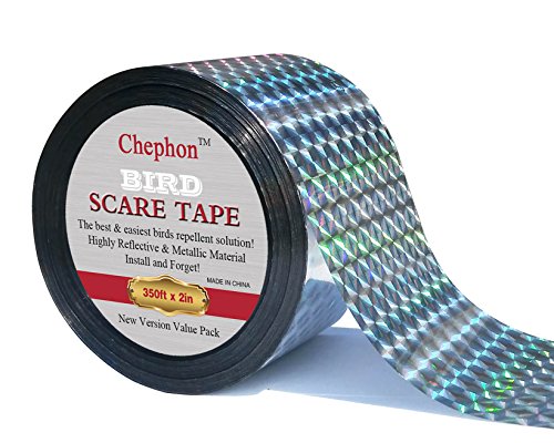 350 Feet by 2 Inches Value Pack Double-Sided Bird Repellent Scare Tape by Chephon, Highly Reflective Bird Flash Tape, Best Bird Deterrent Solution(Diamond) 350 Feet by 2 Inches Value Pack Double-Sided Bird Repellent Scare Tape by Chephon, Highly Reflective Bird Flash Tape, Best Bird Deterrent Solution(Diamond)