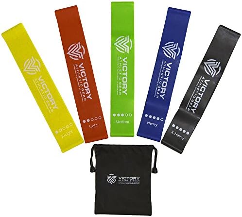 Victory Athletic Gear Resistance Bands - Set of 5 Loop Bands with 3 Bonus Online Workout Videos &amp; Quick Start Workout Instructions