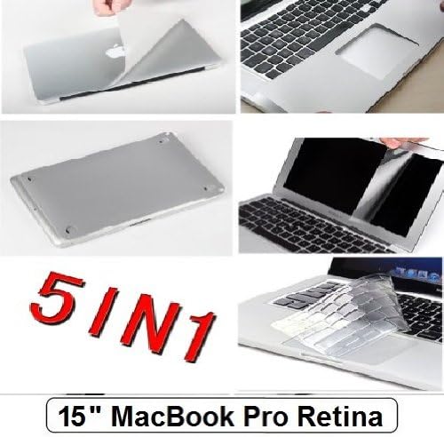 5-in-1 MacGuard + PalmGuard + Keyboard Skin and Screen Film Protector Cover for MacBook (Pro 15" with Retina Display)