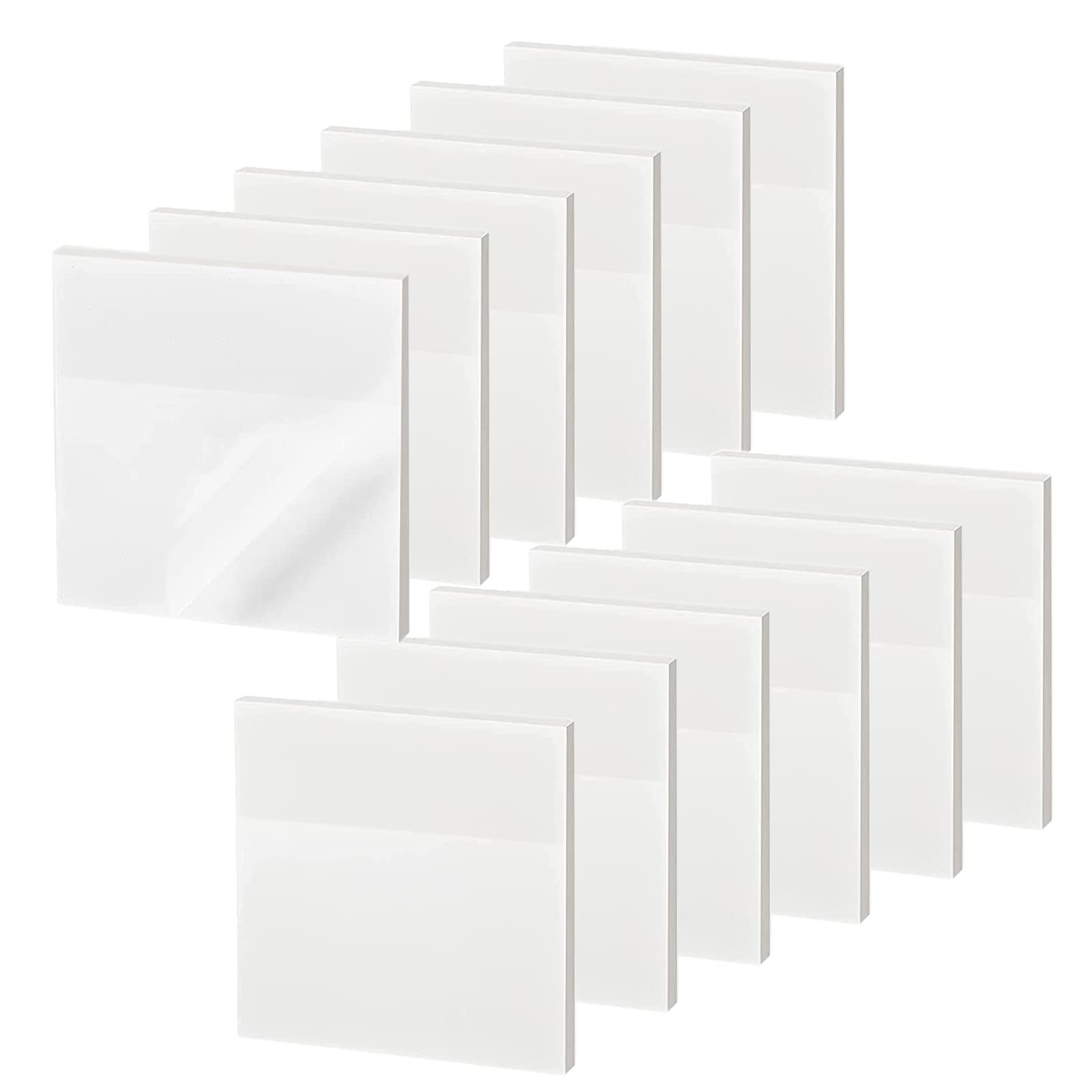 Photo 1 of 600 Sheet Transparent Sticky Notes, 3" x 3" Clear Sticky Notes Waterproof Self-Adhesive Translucent Sticky Note pad for Books Annotation and Tracing, See Through Sticky Note (12 Pads)