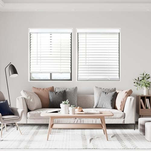 DEZ FURNISHINGS Cordless 2" Signature Smooth Faux Wood Blind, 71.75" W x 72" H,…