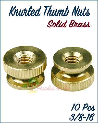 Paradise Harbor 10 Pcs 3/8-16 Knurled Thumb Nuts Solid Brass Knurled Thumb Nuts