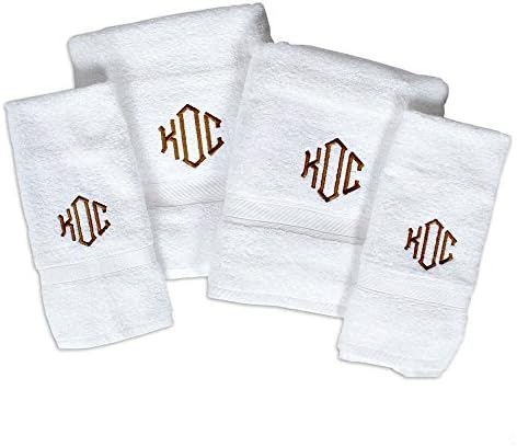 Oxford Viceroy Four Piece Monogrammed Towel Set; Bath Sheet (35" x 70") Hand Towel Wash Cloth and Bath Mat