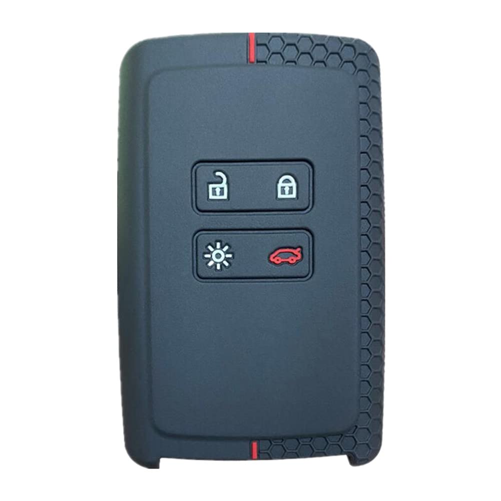 Happyit Silicone Car Key Cover Cases for Renault koleos Kadjar 4 Buttons Remote Control Skin Shell (Black + Red)