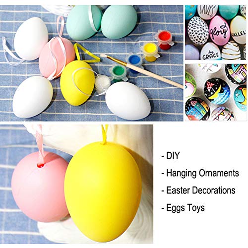ZaH DIY Easter Eggs Toys Kit Funny Drawing Painting Eggs Set for Boys Girls Kids Easter Decor Home Decoration Ornaments Props Gift (15pcs Plastic Eggs, Paint Brush, Paint, 1 Wooden Fence)