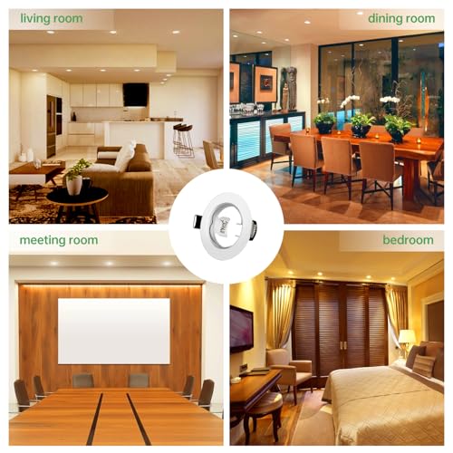 Yiahin Recessed Spotlights GU10 Set with GU10 Ceramic Socket, Matt White Round LED Spotlight Mounting Frame, Diameter 55mm-70mm, for Ceiling Spotlights, Pack of 10