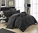 Chic Home 10 Piece Hannah Pinch Pleated, Ruffled and Pleated Complete King Bed in a Bag Comforter Set Black with Sheet Set