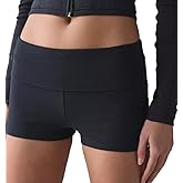 Luckinbaby Foldover Shorts for Women Y2k Cute Micro Short Fold Over Pajama Bottoms Slim Fit Going Out Mini Shorts