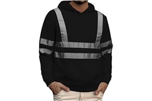 Hi Vis Reflective Safety Hoodie - Lightweight Drawstring Work Hooded Sweatshirts For For Cold Weather Surveyors, Construction