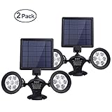 Brizled Solar Spotlights, Solar Lights Motion Sensor, 12 LED Outdoor Security Flood Light Dual Head 360 Degree Rotatable, IP65 Fully Weather Resistant for Wall, Garage, Patio and Deck, 2 Pack