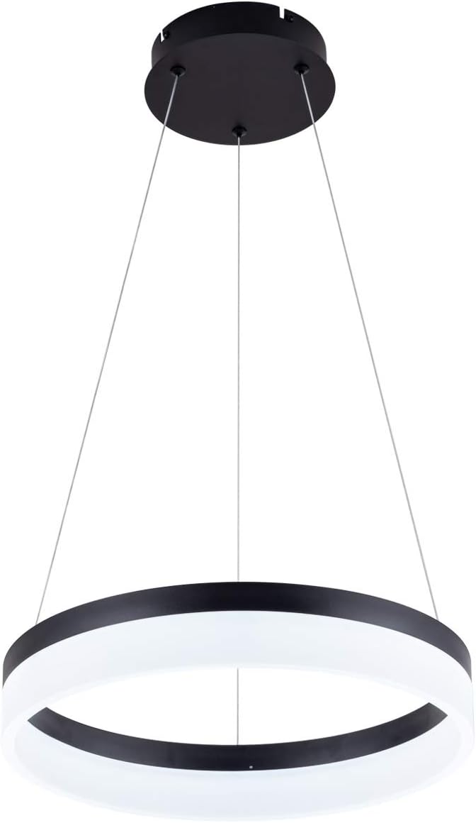 ROYAL PEARL LED Pendant Light Modern Chandelier 1680lm 24W Flush Mount Pendant Lamp for Living Room Bedroom Office Black, 6000k