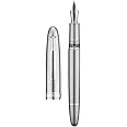 Asvine J16 Solid Titanium Fountain Pen Jowo Fine Nib Piston Filling, Ink Window Design with Wrench and Pen Box