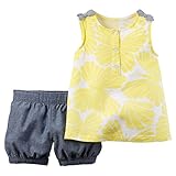 Carters Baby Girls 2-Piece Top & Bubble Short Set Yellow