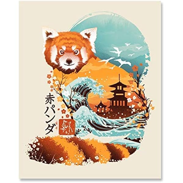 Amazon Japanese Red Panda Art Print Traditional Ukiyo e 