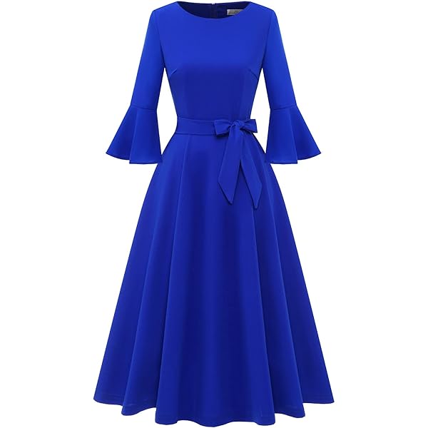 Vintage 1950s Swing Dress for Women Short Sleeve A-Line Cocktail Party  Dresses Elegant Button Down Retro Dress Blue at Amazon Women's Clothing  store