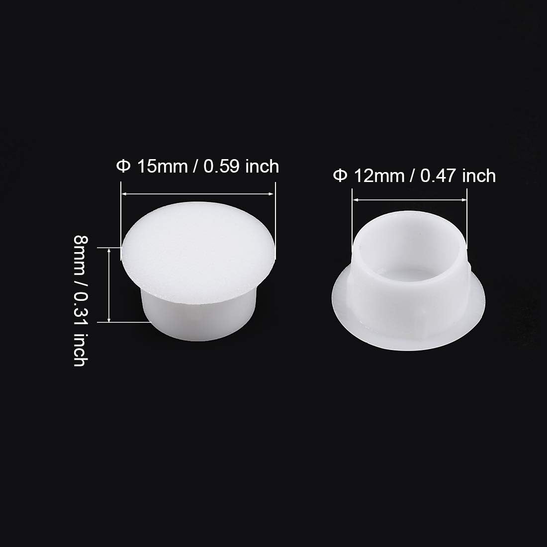 sourcing map Screw Cap Cover,20Pcs 12mm Dia White Plastic Locking Hole Plug Button Top Flush Type for Cabinet Cupboard Shelf - Image 4