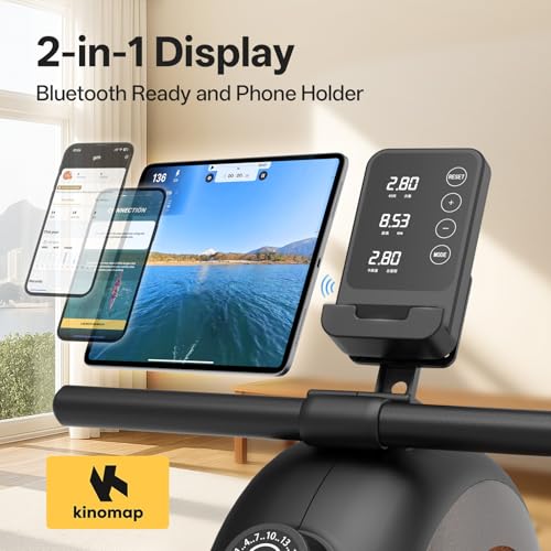 Rowing Machine, JOROTO Magnetic Rower Machines for Home Use, Adjustable Resistance Bluetooth Foldable Rowing Machines, Super Quiet, LCD Monitor and Tablet Holder