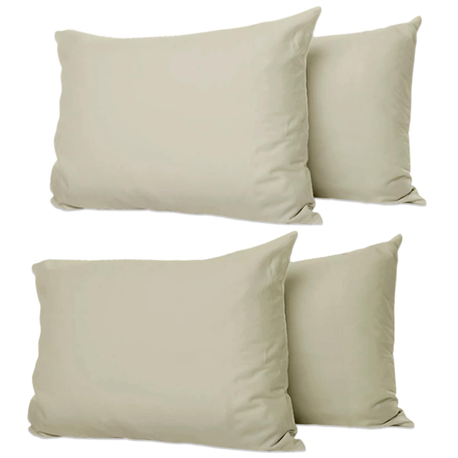 Pillow Cases 4 Pack Beige, Soft & Breathable 100% Brushed Microfiber Pillowcase. Anti-Allergic & Machine Washable with Secure Envelope Closure, Multicolor, UK Size 50 × 75 cm