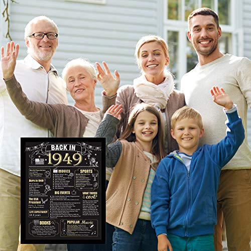 70 Years Ago Birthday or Wedding Anniversary Poster 11 x 14 Party Decorations Supplies Large 70th Party Sign Home Decor for Men and Women (Back in 1949-70 Years) - Thumbnail 6