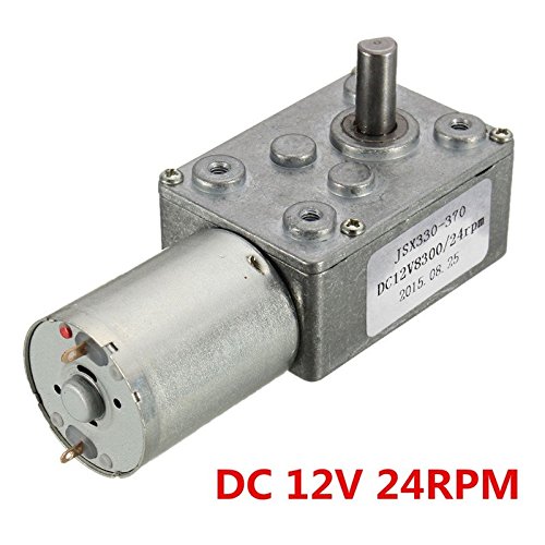 Pink Lizard 12V 24RPM Square Speed Gear Box Worm Geared DC Motor High Torque 370 Motor