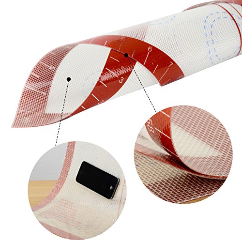Sapid Non-stick Silicone Pastry Mat Macaron with Measurements（17.5''×27''） for Non-slip Dough Rolling Baking Mats, Table/Countertop Placemats and Fondant/Pie Crust/Cookie Sheet (1, Red) - Thumbnail 3