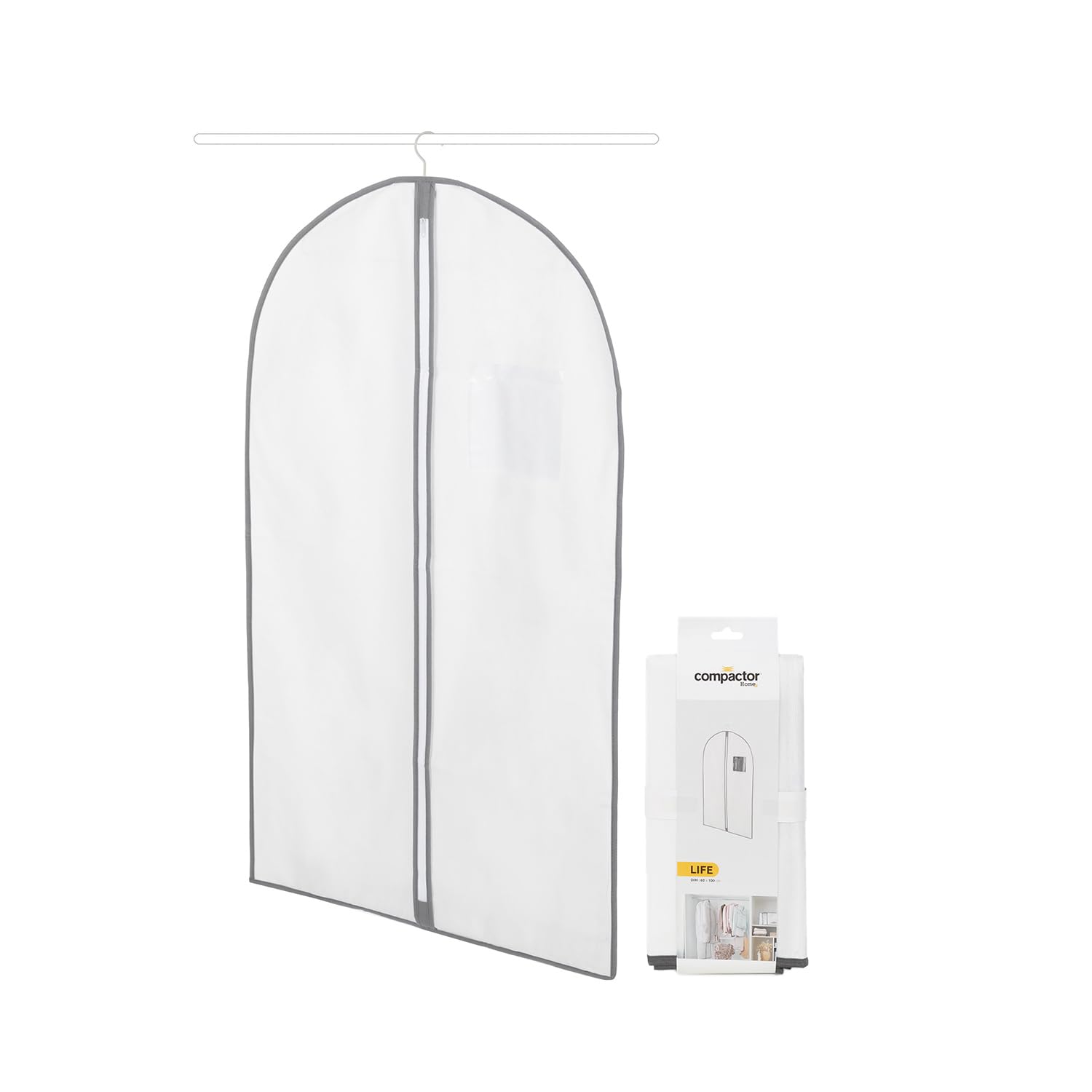 Compactor Life Suit Bag - M (60X100 cm), White, Non-Woven 75G, Pvc Bag With Hook For Easy Storage (Sku: RAN630)