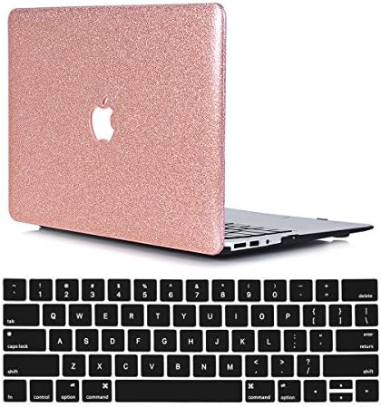 VTOSEN Macbook Pro 13 Inch Case 2017 &amp; 2016 Release A1706/A1708, Glitter Bling PC Hard Shell Cover with Keyboard Cover for Macbook Pro 13” with &amp; w/out Touch Bar - Rose Gold