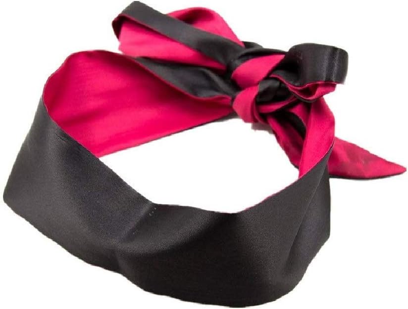 Qyclc Sleeping Mask Satin Eye Mask Red Black Blindfold,59in