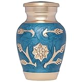 Mini Keepsake Urn • Miniature Funeral Cremation Urn fits Small Amount of Ashes • Lisette Blue Model • 3 inches Tall