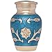 Funeral Urn by Liliane - Small Keepsake Urn Fits a Small Amount of Remains - Cremation Urn to Share a Small Amount of Human Ashes as Well as the ashes of dogs, cats or other pets - Display Keepsake Burial Urn at Home or in Niche at Columbarium - Lisette Model in two colors: Enameled in Blue or White. (Blue)