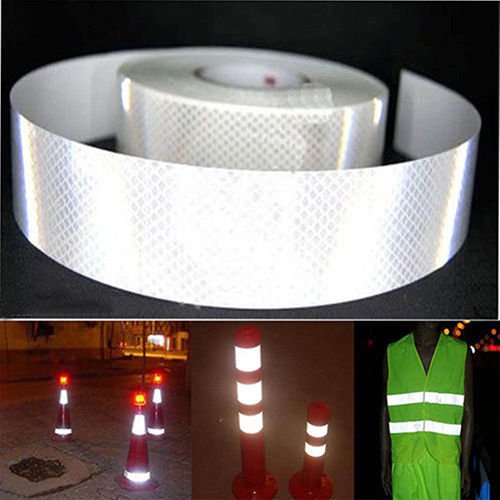 Wesy Micro Prismatic Sheeting Reflective Tape,2" x 27.3 yd,Car Truck Trailer RV Camper Boat Semi,Safety Warning Conspicuity Tape (Silver White)