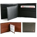 Alpine Swiss Men's Multi-Card Compact Center Flip Bifold Wallet