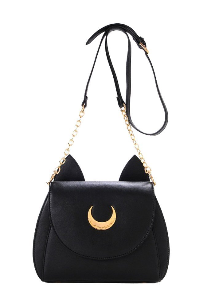 XLKJ Women's Fashion Casual PU Leather Handbag Decorated with Beautiful Moon and Cats Ear Design