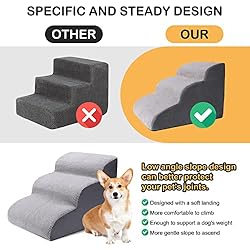 CiWiVOKi 3 Tier Dog Ramp for Couch, Non-Slip Pet